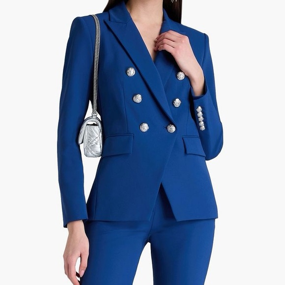 Veronica Beard Miller Dickey Scuba Jacket Button Front Blazer Cerulean Blue 12 - Picture 1 of 15